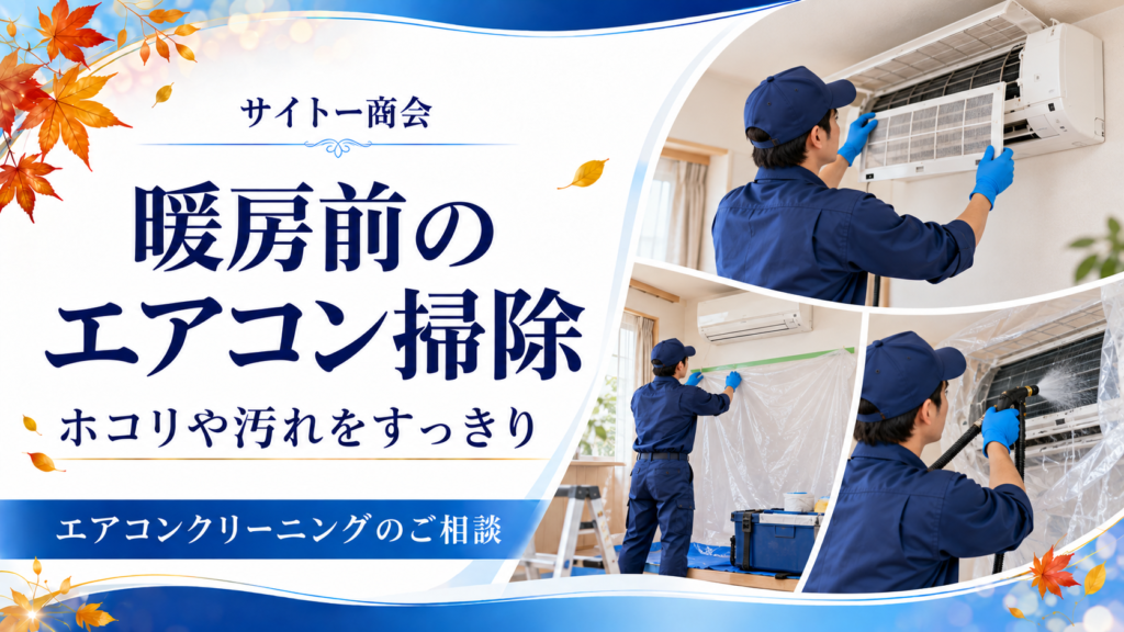 暖房前のエアコン掃除のアイキャッチ（イメージ画像）